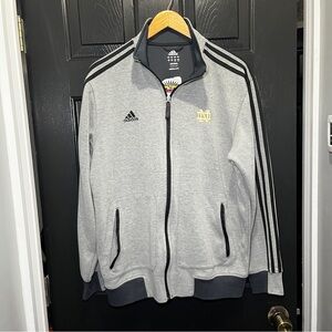 Adidas Notre Dame Fighting Irish Track Jacket Size  Lg  Gray Embroidered Champs